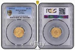 10 FRANCS OR GOLD CERES 1895 A (Paris) PCGS MS64 FDC TRES RARE (TOP POP 1/1)