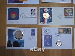 (15) FDC, Space! Apollo, Shuttle, Sputnik, Eclipse, First day medal covers