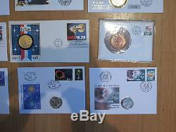 (15) FDC, Space! Apollo, Shuttle, Sputnik, Eclipse, First day medal covers