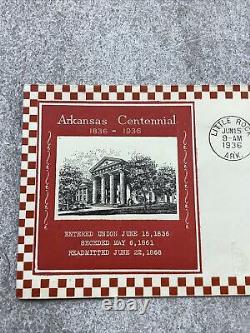 1936 Arkansas Centennial Little Rock AR FDC 782 45a Cover No Address