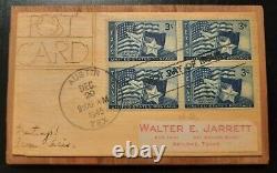 1948 First Day Cover Rare Wooden Postcard Texas 100 Years Plate Block Stamps