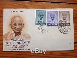 1948 Gandhi India Independence 1st Anniversary New Delhi Aug 15 First Day Cover