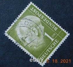 1954, Germany Federal 1 Deutschmark olive President Theodor FDC Mi. No. 194 x X