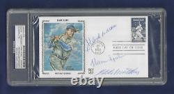 1957 Milwaukee Braves Baseball Autographed First Day Cover (3) HOFers PSA SLAB