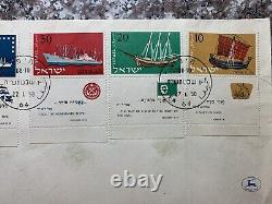 1958 Israel First Day Cover, Stamps #138-141 With Tabs