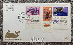 1963 Israel First Day Cover Jonah Whale Stamps #242-244 Full Tabs