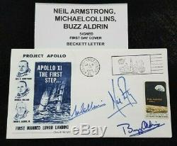 1969 Apollo 11 Fdc Signed By Neil Armstrong Buzz Aldrin, Michael Collins Beckett