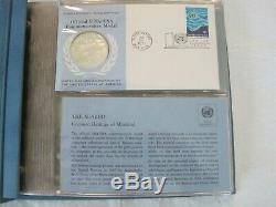 1971 1979 United Nations First Day Covers 46 Proof Silver Medals & Stamps