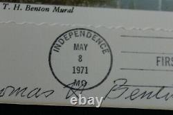 1971 SIGNED THOMAS HART BENTON FDC Postcard #1426 MURAL MISSOURI STATEHOOD RARE