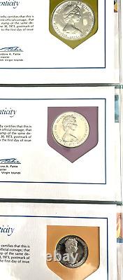 1973 British Virgin Islands Proof Silver 6 Coin 6 FIRST DAY ISSUE COVER LETTERS