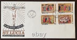 1974 Castries St. Lucia Easter Jesus Fdc First Day Cover With Stamps Block