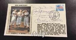 1989 Gateway Stamp FDC SIGNED DiMAGGIO MANTLE MAYS SNIDER HOF AUTO MINT BEAUTY