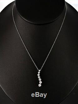 $2,750 FDC 14K White Gold 7 Round Diamond Journey Pendant 16'' Chain Necklace