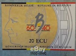 === 20 ECU Or et Argent Belgique 1990 Belgïe Goud en Zilver KM# 177 FDC ===