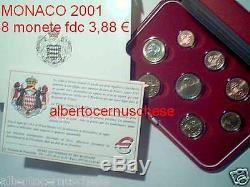 2001 Monaco 8 monete 3,88 EURO fdc UNC UFFICIALE Monacophil 2012