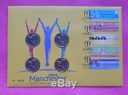 2002 Commonwealth Games £2 Two Pound Coin Fdc / Pnc