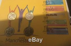 2002 First Day Cover XVII Commonwealth Games BU £2 Two Pound 4 Coin Set New Pack