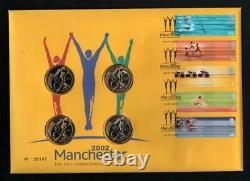 2002 Manchester Commonwealth Games 4 x £2 Pound Coin First Day Cover. BU
