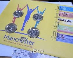 2002 Royal Mint Commonwealth Games 4 Coin £2 Two Pound Coin Fdc / Pnc & Outer