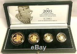 2005 Gold Proof Sovereign 4 Coin Set, £5, £2, Sov. & Half All FDC. Royal Mint