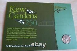 2009 Kew Gardens 250th Anniversary 50p Coin Brilliant Uncirculated + Fdc Stamps