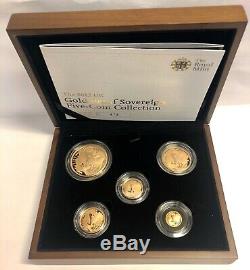 2012 Gold Proof Sovereign Five Coin Set, £5, £2, Sov, 1/2, 1/4. Royal Mint FDC