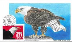 2541 $9.95 Express Mail DAVE DUBE Hand Painted cachet of Bald Eagle on FDC