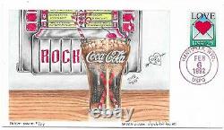 2618 29c Love DAVE DUBE Hand Painted cachet of Coke Drink/Juke Box on FDC