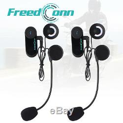 2x 800M 3 Riders Bluetooth Interphone Motorcycle Helmet Intercom HiFi Headset FM