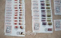 48 ORIGINAL FDC's BY KEITH HARING FIGH AIDS WORLDWIDE pop art very rare