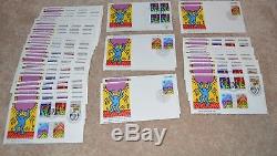 48 ORIGINAL FDC's BY KEITH HARING international youth year pop art very rare