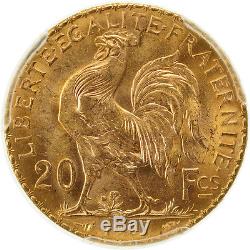 #480752 France, Marianne, 20 Francs, 1907, Paris, PCGS, MS65, FDC, Or, KM857