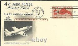 4c Airmail Postal Card, FDC, Sc #UXC1a (47080)