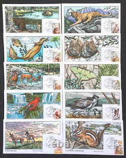 50 FDC 1987 #2286-2335 Wildlife Collins Hand Painted Covers =