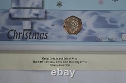 50p Isle of Man IOM Christmas Snowman Silver 2003 Uncirculated First Day Cover