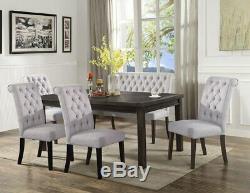 6pc Furniture Modern Design Dining Table Set Upholstered Chair High Back Bench