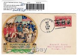 #703 Yorktown 1931 First Day Cover Ralph Dyer Hand-painted
