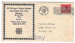 #716 Lake Placid Olympics First Day Cover 1932 Planty #56 1st Beverly Hills