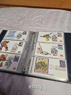 87 Collectors Marvel Comic and other themes First Day Covers with Stamp in Album