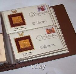 9 Vintage Golden Replicas of US Stamps Binders 328 First Day Covers in 22K Gold