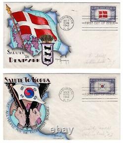 #909-21 Dorothy Knapp Hand Painted Cachet SET/13 WWII FDC Overrun Countries