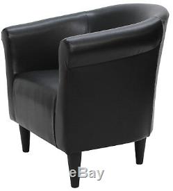 Accent Chair Faux Leather Bucket Solid Print Living Room Furniture Seating Black