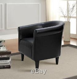 Accent Chair Faux Leather Bucket Solid Print Living Room Furniture Seating Black