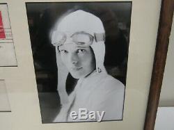 Amelia Earhart Signed Autographed Card/1st Day Cover/B&W Photo Framed with COA