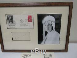 Amelia Earhart Signed Autographed Card/1st Day Cover/B&W Photo Framed with COA