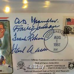 Beautiful Hank Aaron Frank Robinson 1982 HOF Induction Signed FDC PSA DNA MINT 9