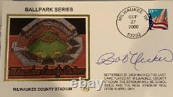 Bob Uecker (rare) Signed Z-Silk Cachet First Day Cover Milwaukee County Stadium