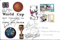 Bobby Moore Ball Hurst Cohen Stiles Charlton & Signed 1966 England World Cup FDC