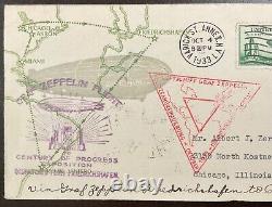 C18 FDC LINPRINT CACHET Century of Progress Zeppelin FLIGHT Oct 4, 1933