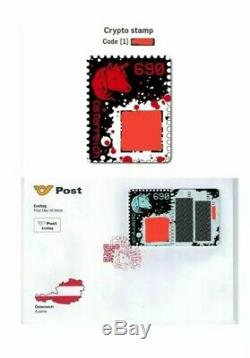 CRYPTO STAMP RED/ROT edition WORLDWIDE 2019 Ersttag EXTREM RARE FDC